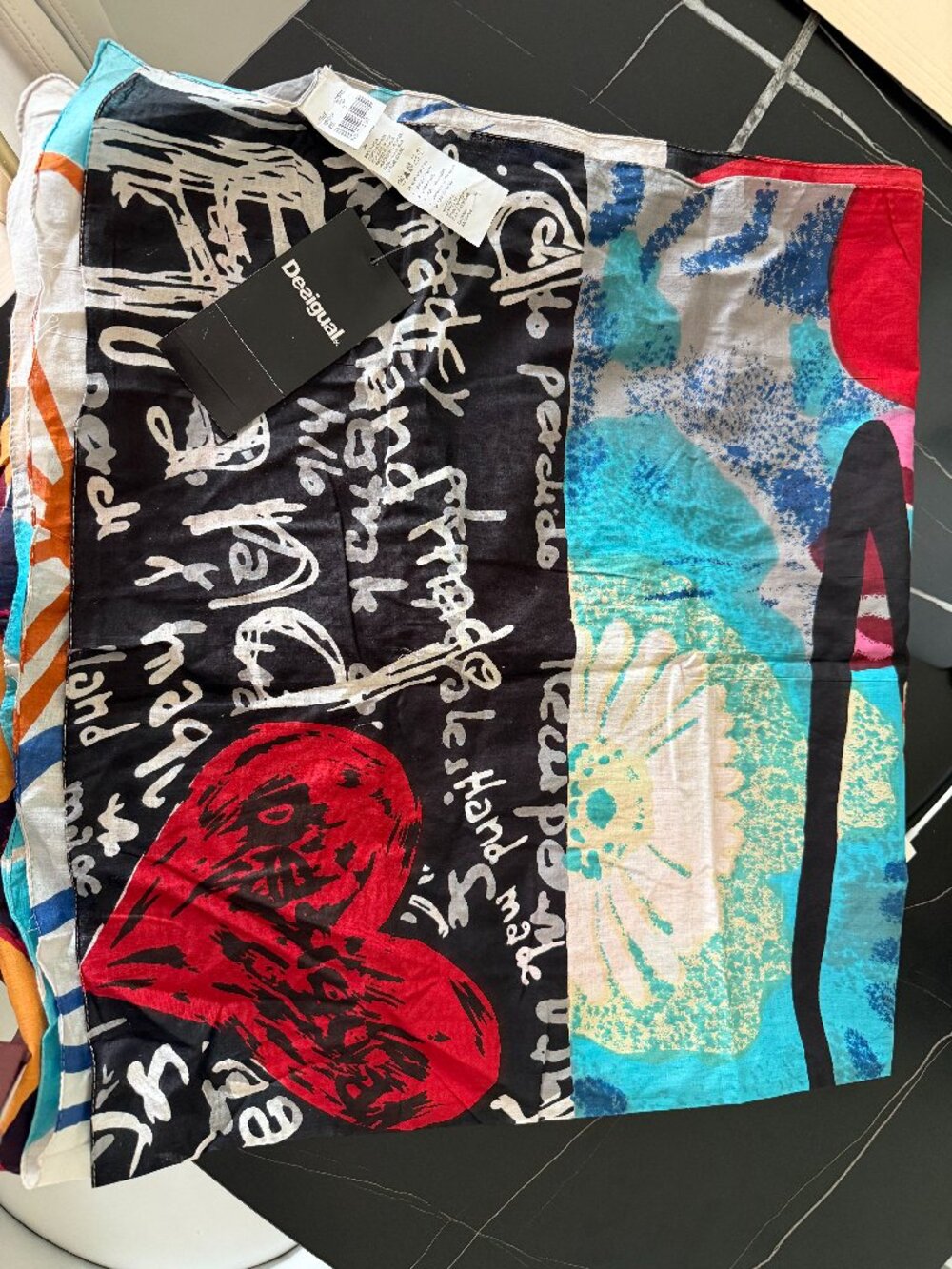 NWT Desigual Multicolor Abstract Print Scarf One Size